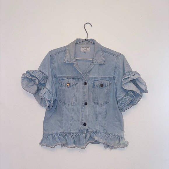 TWELVE AV Ruffled Jean Shirt - Picture 1 of 3